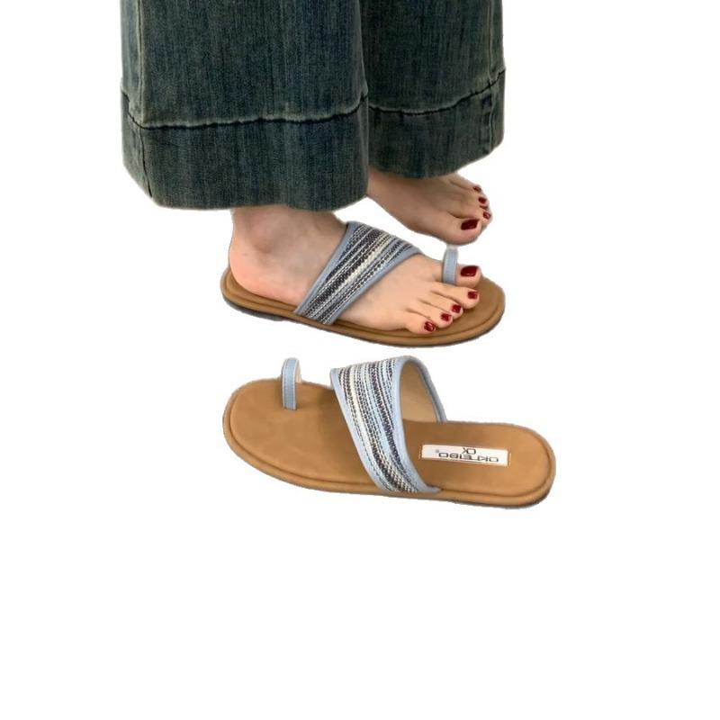 Fashion Hot Sellingm 2025 new Women's Flat Toe-Sling Sandals Design Sensation Beach Casual Slip-On Slipper Style Polyester Lining Rubber