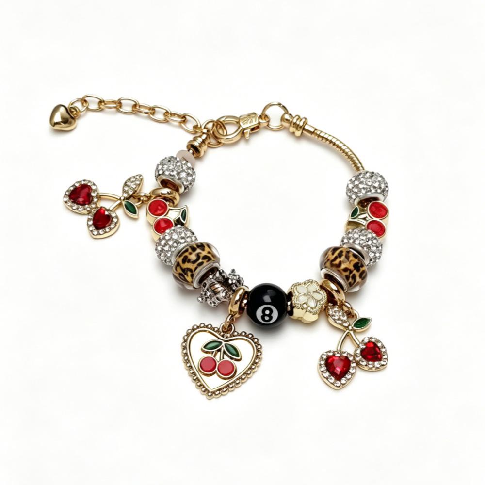 European Retro Leopard Print Black Cross Bracelet - Luxurious High-End Design