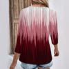 Womens 3/4 Sleeve Daily Weekend V Neck Casual Printed Tshirts Loose Fit Pleated Tees Ladies Blouse