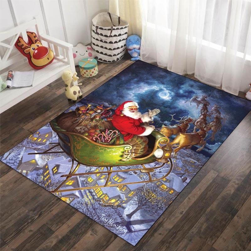 Santa Claus Reindeer Snowman Christmas Decoration Carpet Living Room Bedroom Carpet Entrance Porch Door Mat Home Decoration