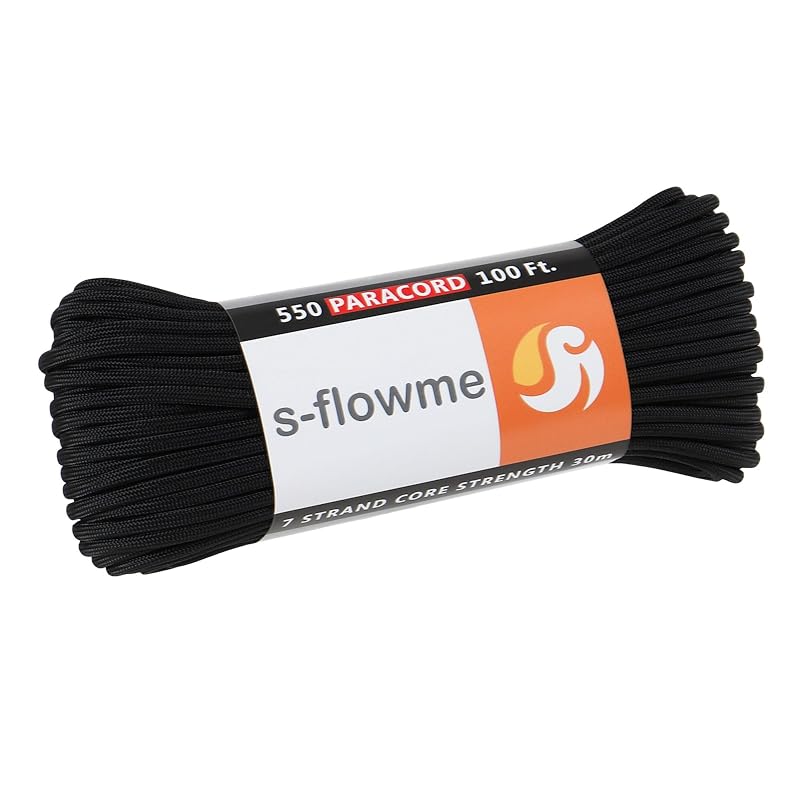 S-flowme Paracord, 7-core, 4mm X 30m, 250kg Load Capacity, Craft Tent Rope, Accessory, Bracelet, Outdoor Camping Tent/Tarp Fixing Rope, Guy Rope, A01