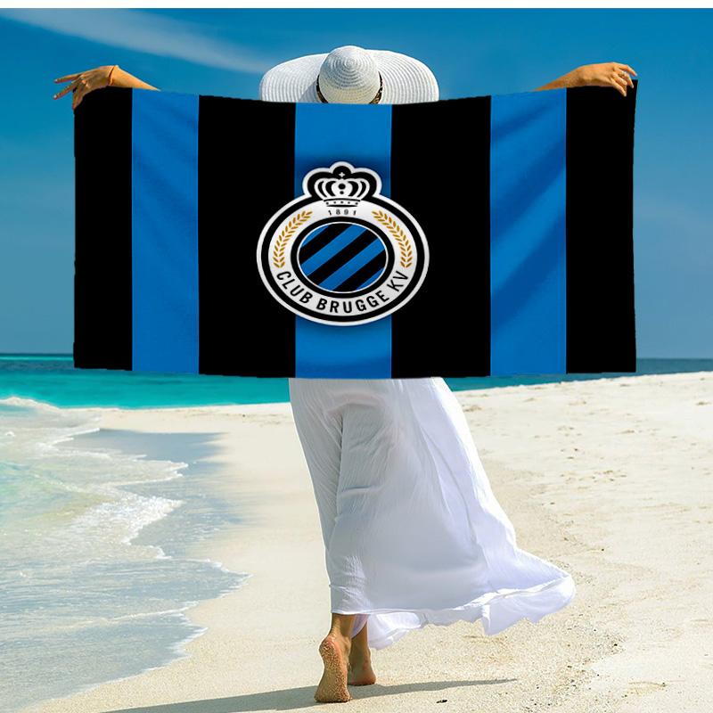 1pz Telo da Spiaggia con Stemma Club Brugge FC - Morbido, Assorbente in Microfibra, Leggero, Ideale per la Spiaggia, Feste, Viaggi, Campeggio, Regali per tifosi