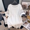 Plus Size Slimming Loose Mid-Length Short-Sleeve Women's T-Shirt (200/300/350 Jin) 