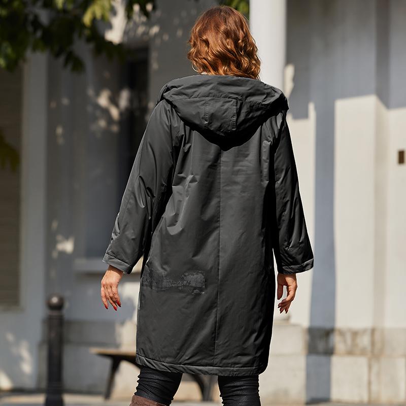 Coat Astrid Spring Long Pocket With Hooded Autumn Thin Coat Office Fashion Outwear Casual Coat