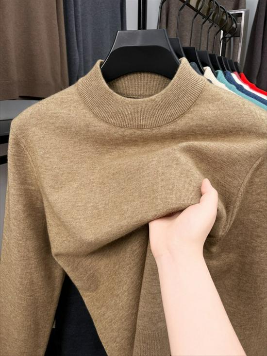 Men's High Neck Wool Sweater - Warm, Versatile Knitwear for Autumn & Winter