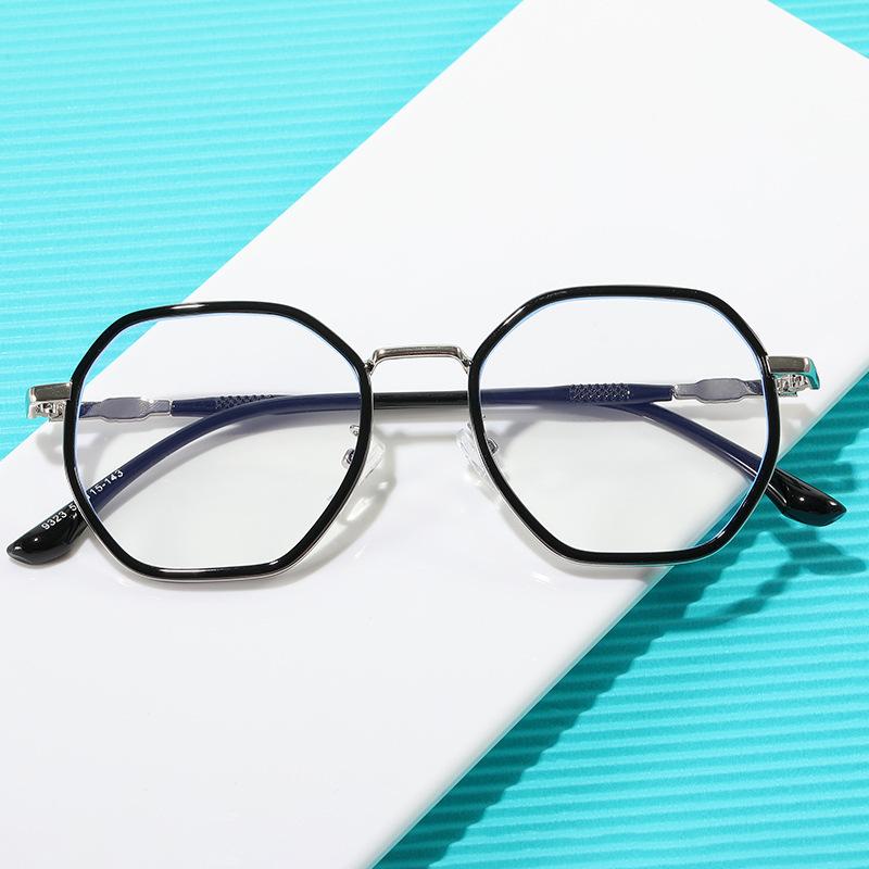 Trendy Retro Metal Polygon Flat Glasses Party Club Personalized Large Frame Anti-Blue Glasses