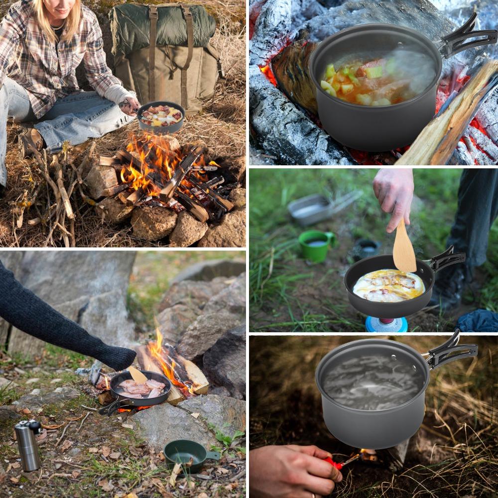 Leichtes Essgeschirr Stapelbar Outdoor Kochgeschirr Langlebiges Camping Kochgeschirr Set Wandern