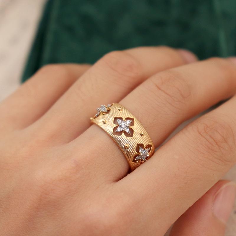 Women's Open Adjustable Lace Diamond Ring - Elegant and Luxurious Design