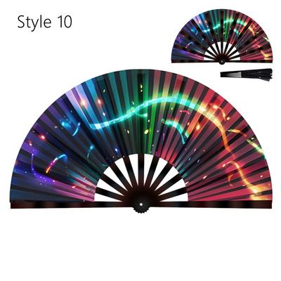 Ten Inch Fluorescent Fan Foldable UV Glow Tai Chi Fan Stage Performance Dance Craft Gifts Kung Fu Folding Fan