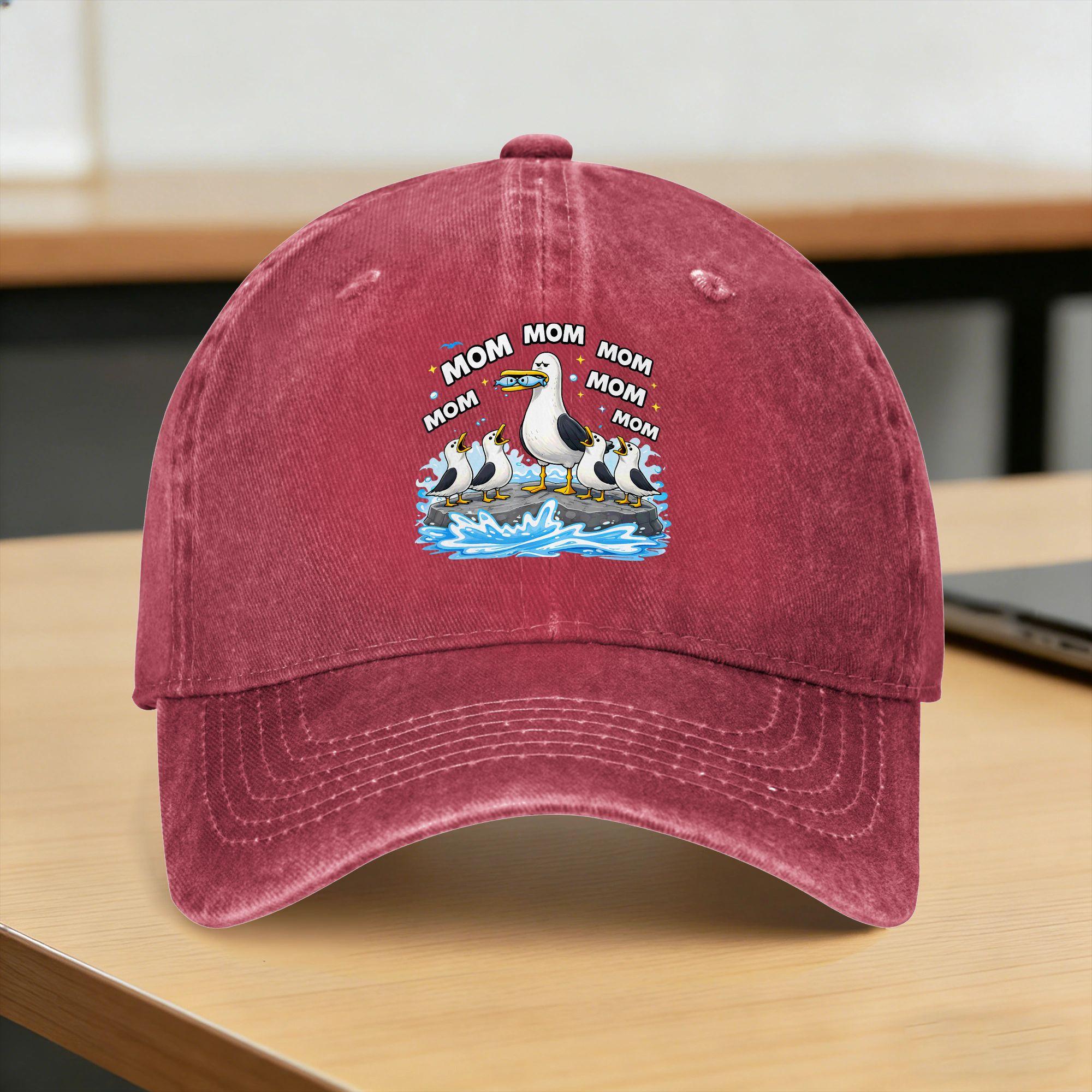 Mom Seagull Funny Mama Seagulls Mothers Day Baseball Cap Sun  Hunting Camping Sunscreen Washed Hats Unisex Baseball Caps One Size