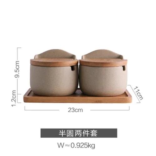 Japanese Style Seasoning Box Sugar Bowl Household Pottery Seasoning Jar with Lid Salt Jar Olive Oil Bottle Kitchen Supplies