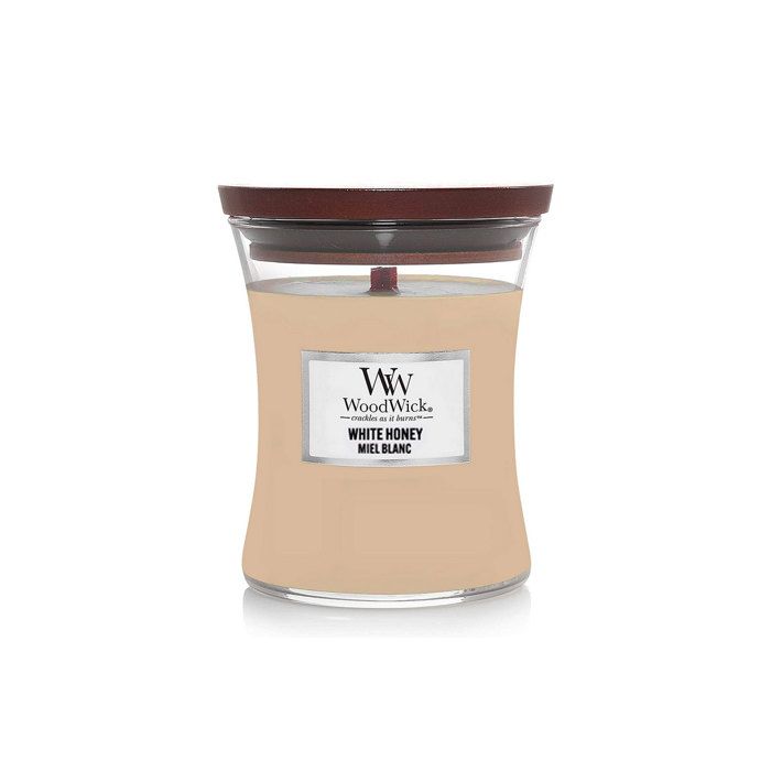 Vonná svíčka - Dřevěný knot - Mini svíčka přesýpací hodiny - Med - Přírodní sójový vosk - Dřevěný knot