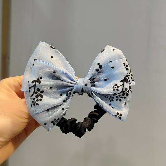 Red & Gray Autumn/Winter Large Bow Hair Tie for Women