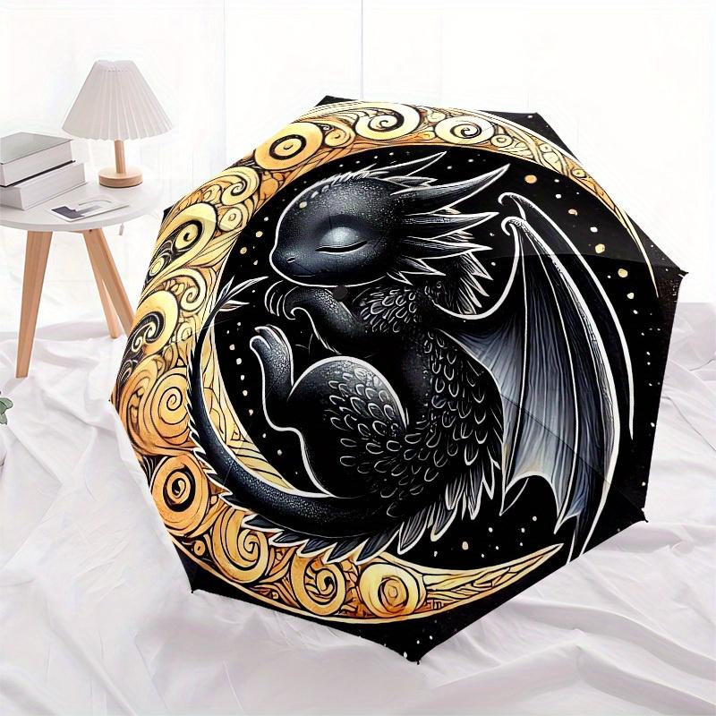 1pc Dragon Moon Swirls Artwork Umbrella with Plastic Handle,Suitable for All Seasons Home Travel Outdoor UmbrellaM1035