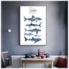 Nautical Sea Nursery Painting Whale Shark Canvas Poster Animal Art Print Education Wall Picture Nordic Kid Baby Bedroom Decor No Frame