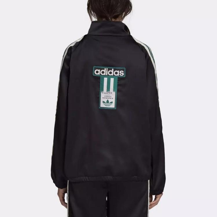 Adidas Originals Embroidered Logo Side Pocket Loose Jacket Unisex Jacket Black DH4600