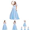 Stunning Adult Cinderella Princess Dress In Elegant Blue Polyester For Halloween Parties