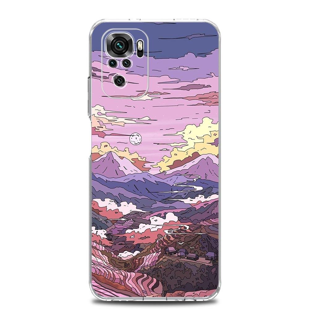 INS Japan Sunset Scenery Clear Phone Case For Xiaomi Redmi Note 12 5G 9S 9 8 10 11 Pro+ 9T 8T 10C 9C 9A 7 Pro Soft Back Cover