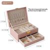 2-Drawer Jewelry Box Large Capacity Jewelry Storage Box with Lock Diamond Pattern Ring Jewelry Gift Box Accessories Packaging Box PU Leather Material