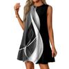 Women's Fashion Casual Sleeveless Round Neck Ruffle Vintage Printed Dresses