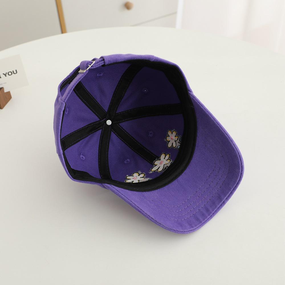 Embroidered Floral Children's Duckbill Cap - Korean Style, Versatile Girl's Sun Hat, Solid Color Baseball Cap for Spring & Autumn