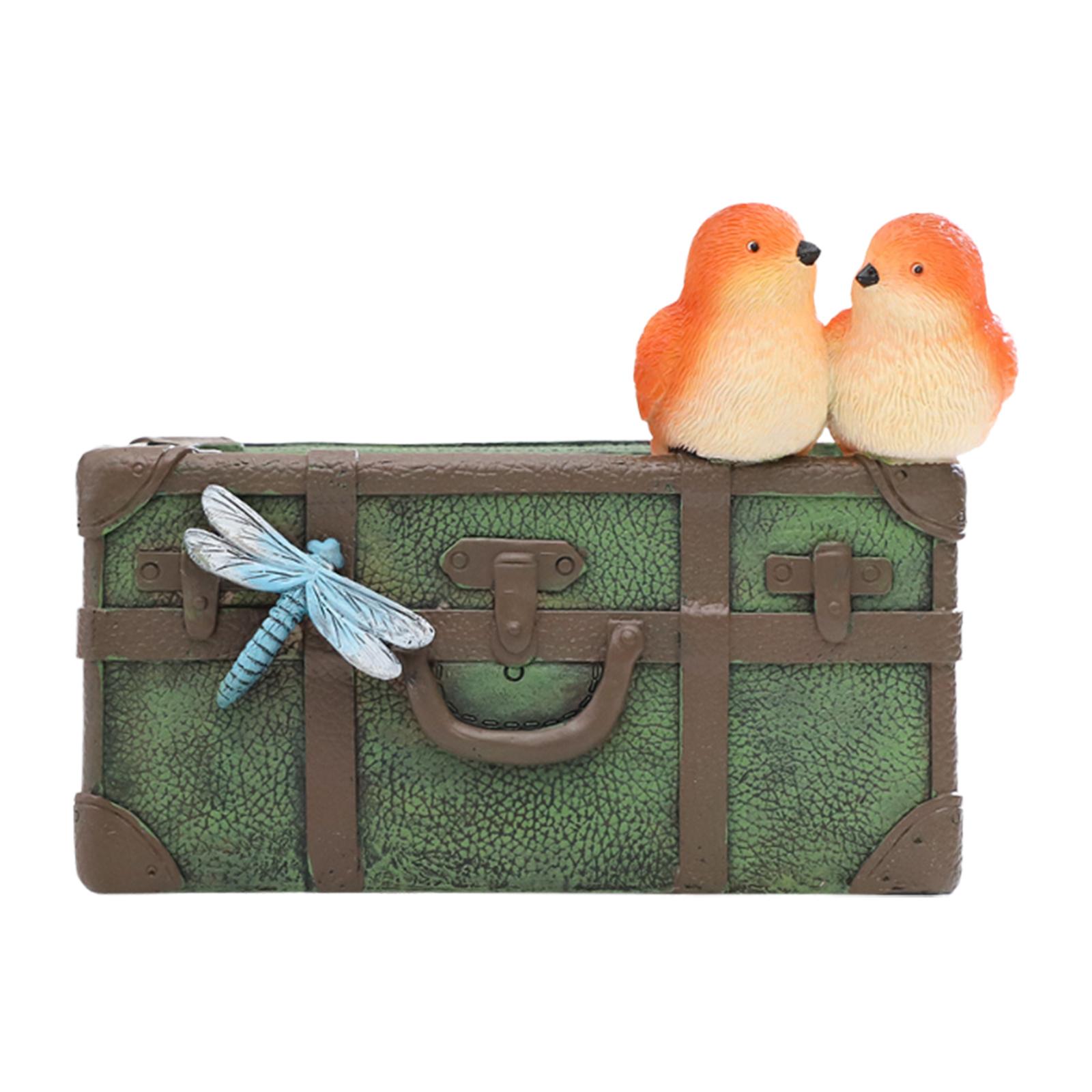 Пластиковый цветочный горшок с дренажным отверстием, скульптура в форме чемодана, зеленый контейнер