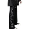 Men Pants Thorn Print Wide Leg Straight High Street Style Loose Retro Elastic Waist Full Length Youthful Teenager Travel Outdoor