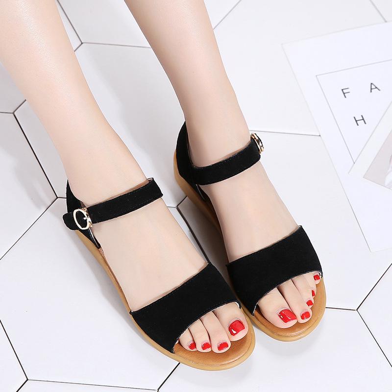 2025 Summer New Flat Sandals Non-slip Pregnant Women Leather Students Korean Version Simple Versatile Flat Heel Casual Women's Shoes