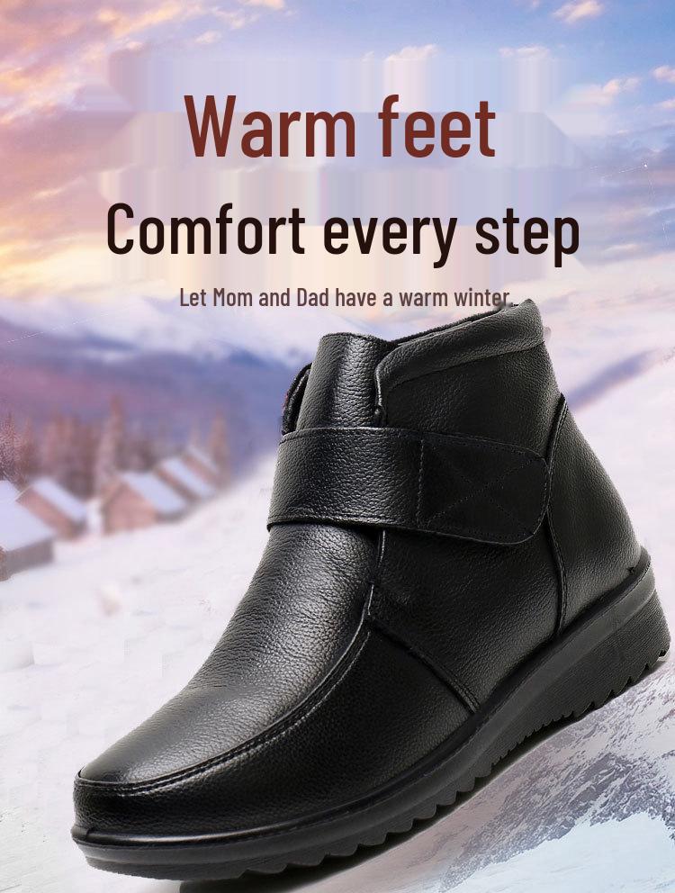 Women's Low-Top Slip-On Casual Winter Shoes with Fleece Lining and Synthetic Leather Round Toe