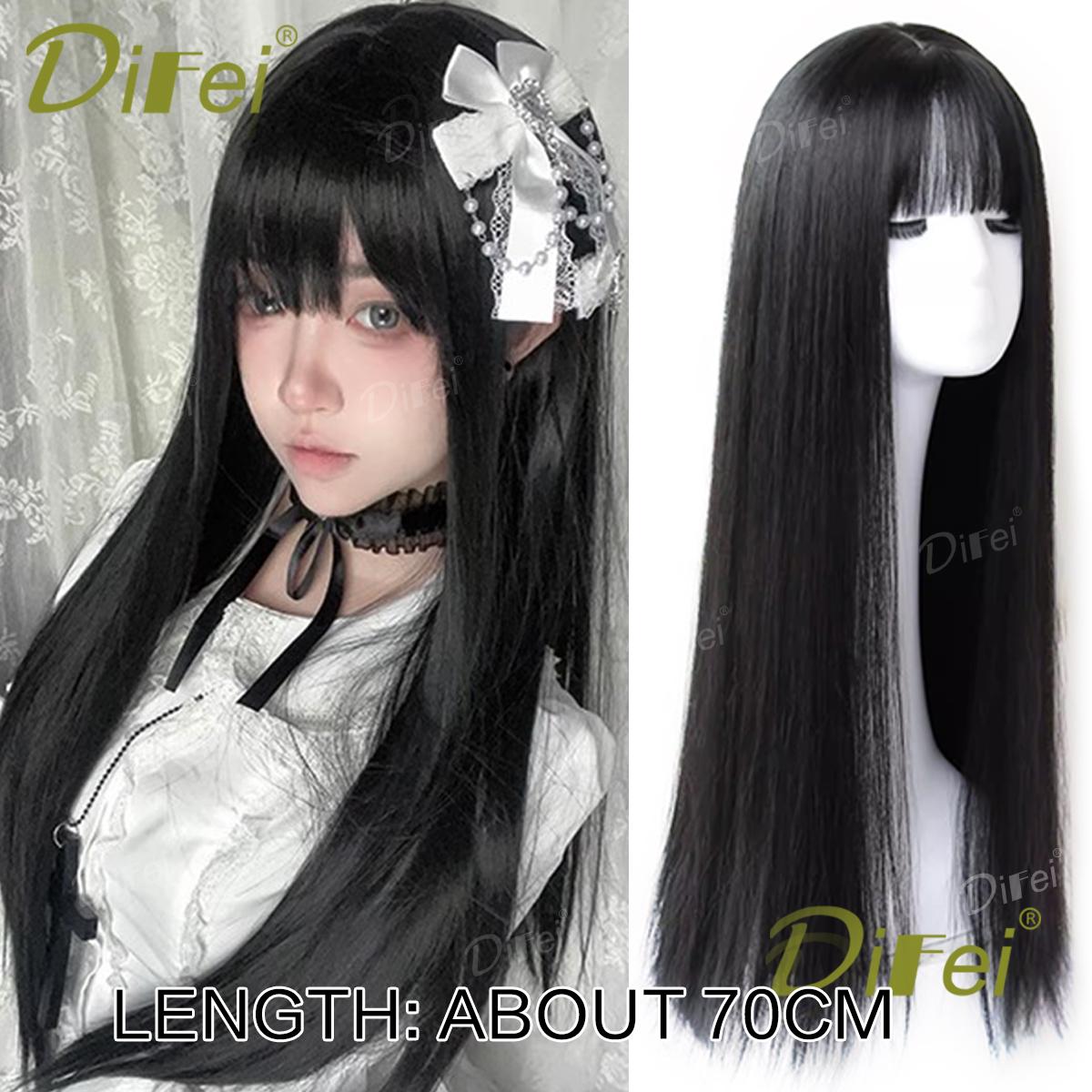 

Platinum Blonde Straight Synthetic Cosplay Wig Straight Hair Wig With Straight Bangs Suitable For Women Halloween Christmas Wear