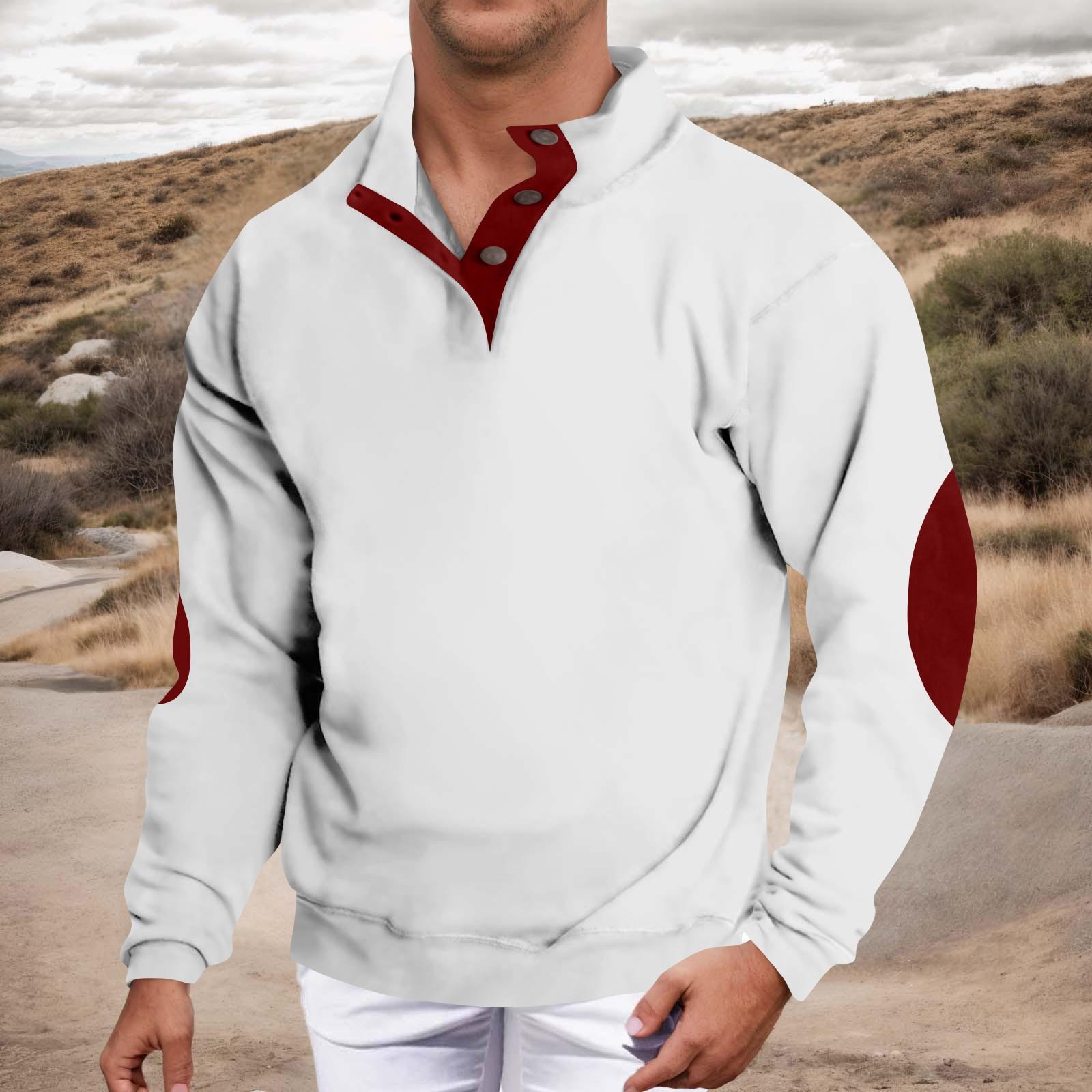 

Весенне-осенняя мужская толстовка с воротником-стойкой на открытом воздухе, повседневные свитера, топы XL винный