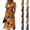 Women's V-Neck Short Sleeve Halloween Print Casual Dress for Holiday Party & Daily Wear