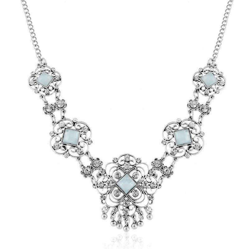 

Gothicinspired Designer Alloy Rhinestone Necklace For Fashion Accessories White