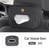 High quality Car Leather 3D Logo Tissue Bag Protector Cover Tissue box For Porsche Panamera Macan Boxster Cayman Cayenne 911 718 FU3