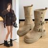 Height-increasing retro Maillard Martin boots women's autumn and winter new models but knee two wear thick-soled thick-heeled western short boots
