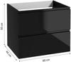 Black Wall-hung Bathroom Cabinet 60x50cm with Modus Countertop