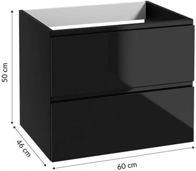 Black Wall-hung Bathroom Cabinet 60x50cm with Modus Countertop