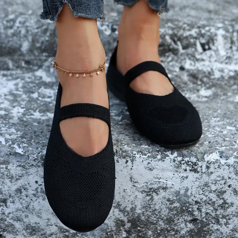 Divat Női Stretch Kötött Balett Lapos Cipők Retro Új tavaszi Lélegző Mesh Loafers Balerina Moccasin Slip on Lazy Shoes