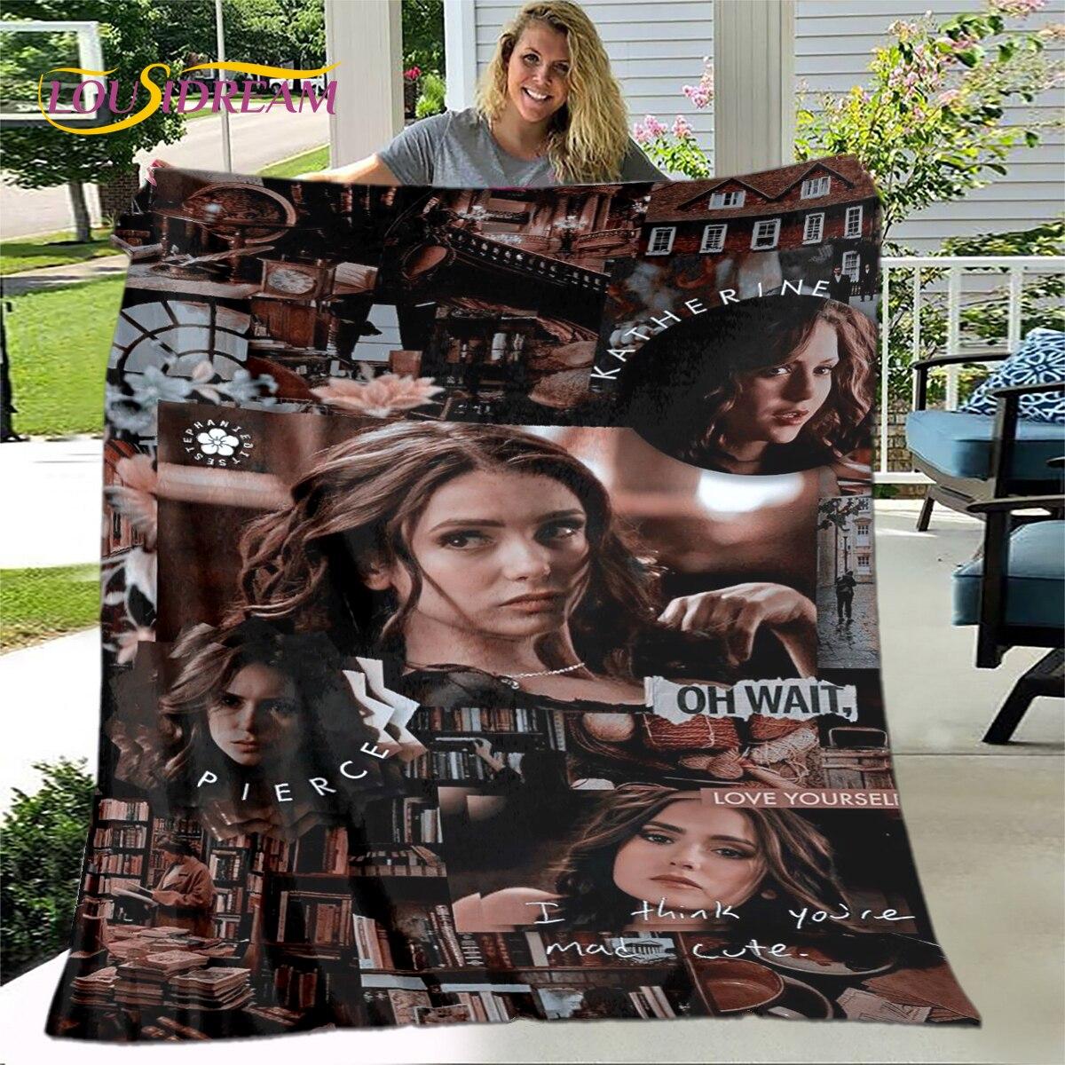 

Щільний плед з принтом «Щоденники вампіра», Фланелевий плед, М який теплий плед для вітальні, спальні, ліжок, дивана, подорожей 130x150cm