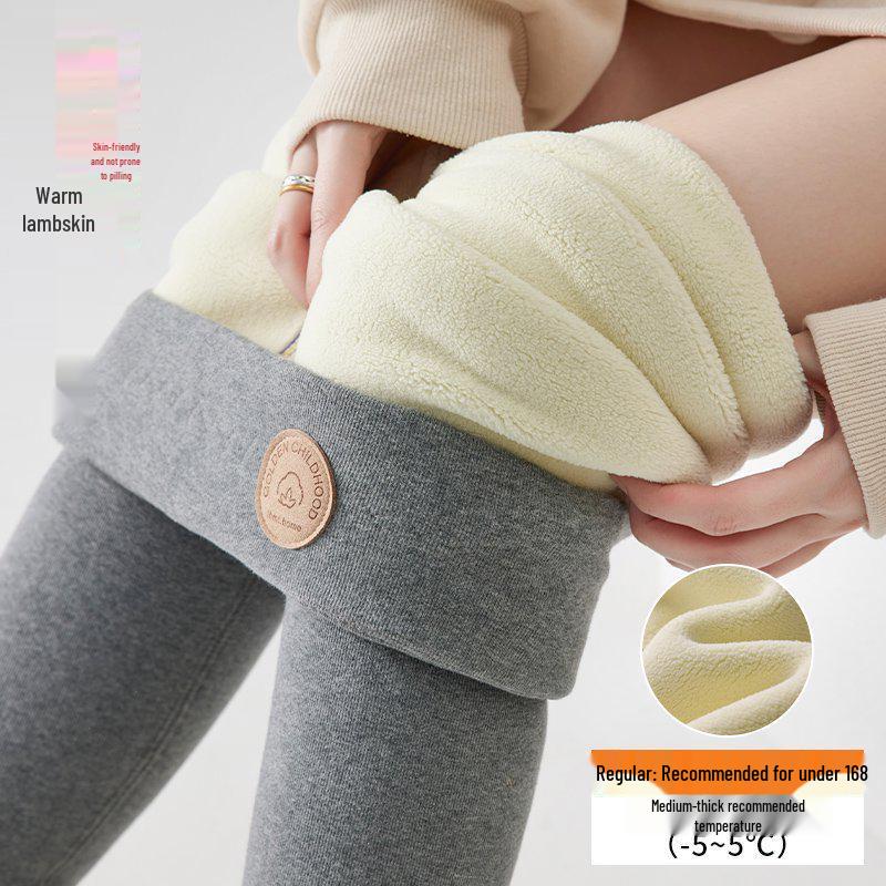 High Waist Fleece-Lined Grey Lambswool Leggings - Thick, Warm & Slimming for Autumn/Winter 2025