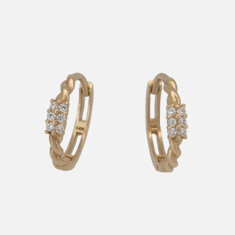 youngglow 14k cubic cluster one touch earring