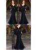 Elegant Black Fishtail Lace Evening Gown for Women