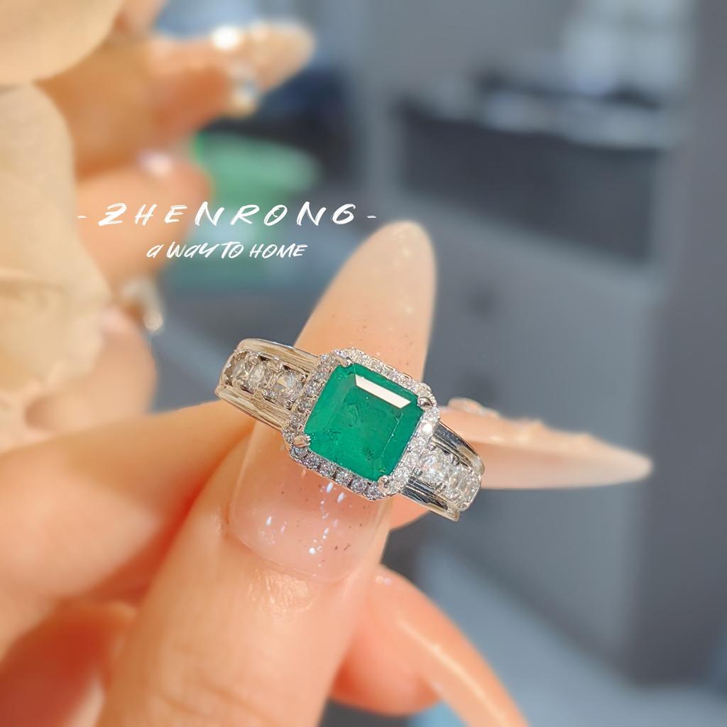 Mode Leichter Luxus Temperament Prinzessin Quadratischer Diamant Simulation Rubin Ring Retro Baumwolle Smaragd Einfach Vielseitig Damenring