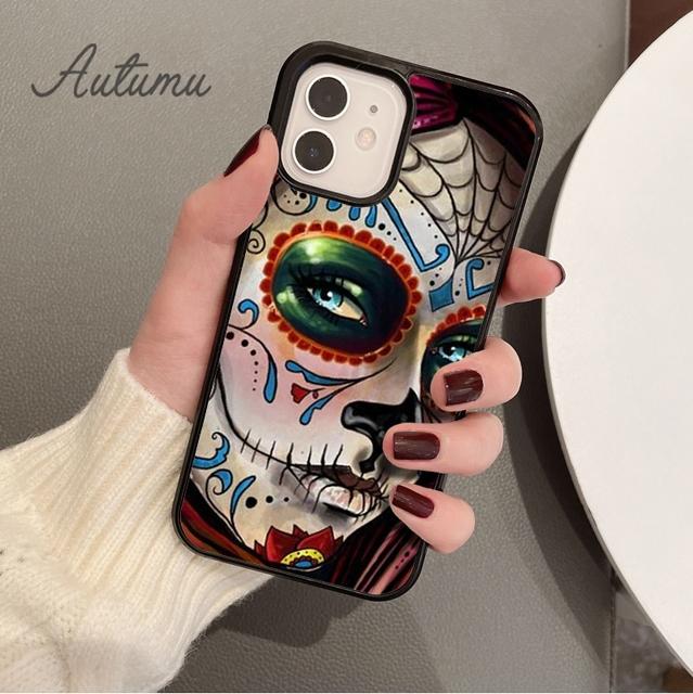 

Чехол для телефона с изображением мексиканского черепа и цветка для iPhone 11 12 13 14 Pro Max mini X XR XS SE 2020 6S 7 8 Plus Samsung Galaxy S21 S22 Samsung S22ultra