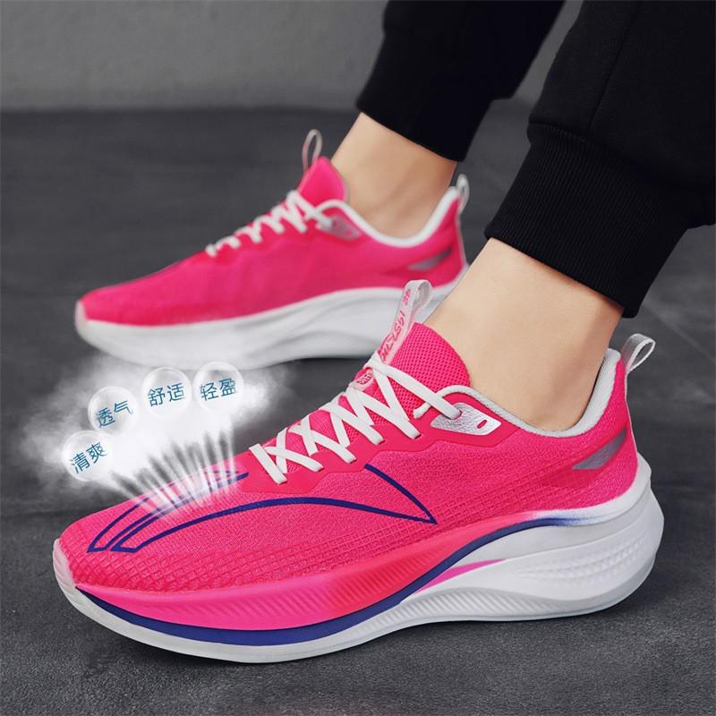 Lightweight Running Shoes Men Women Breathable Mesh Upper Carbon Plate Anti-Slip Sole Flexible Durable Road Track