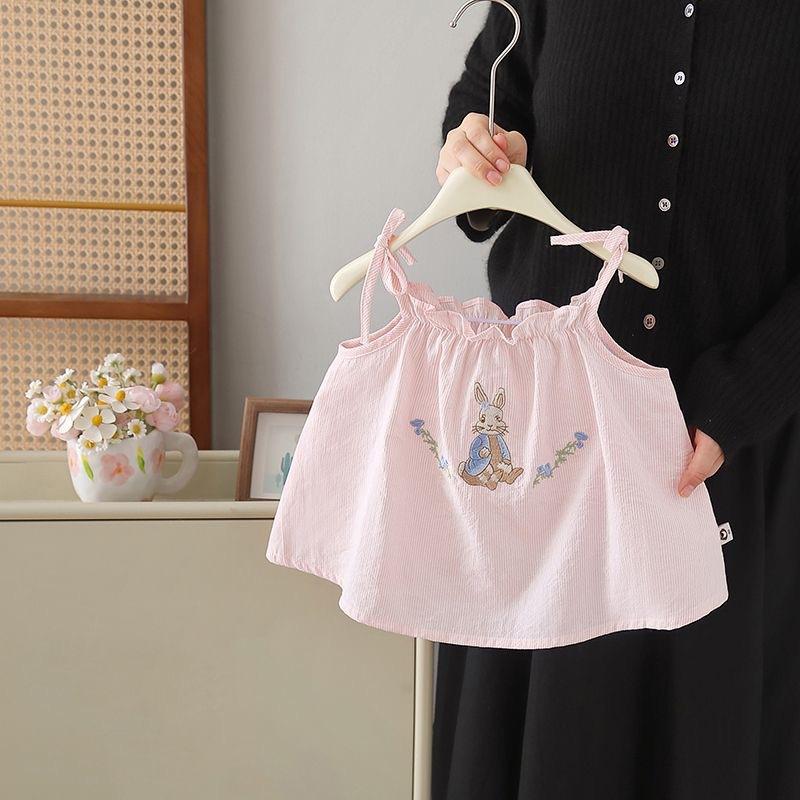 Summer Girls Cotton Cartoon Rabbit Print Camisole Baby Girl Cool Breathable Vest Top 90cm