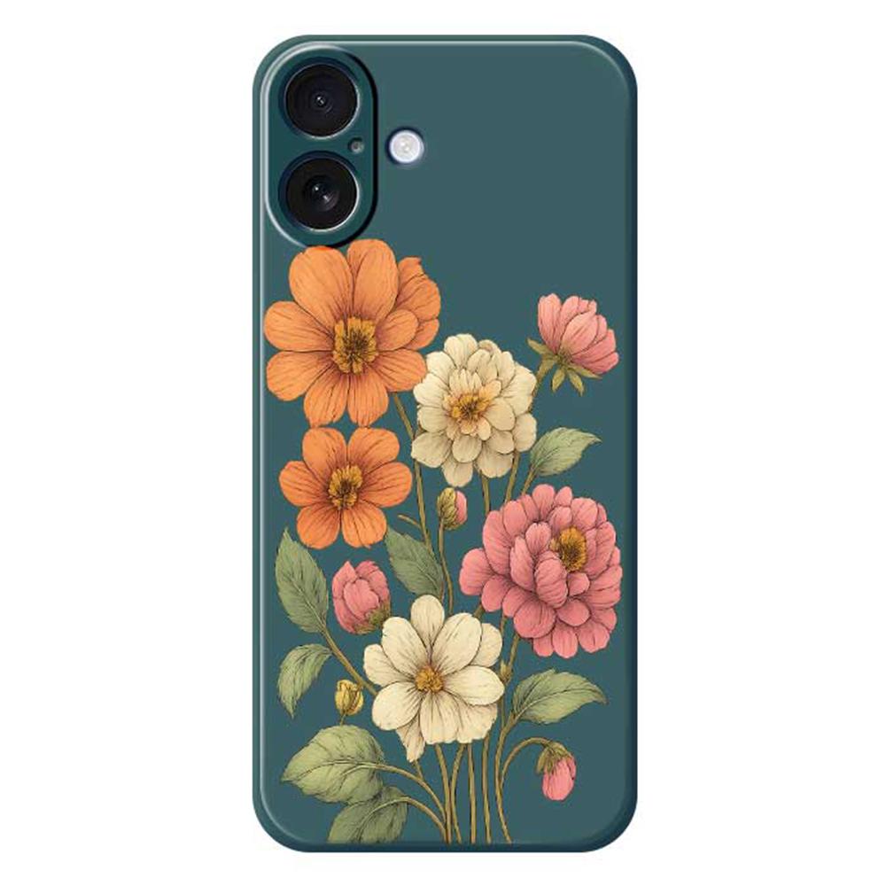 For iPhone 17 Case Beautiful Flowers Pattern Printing Straight Edge TPU Phone Back Cover