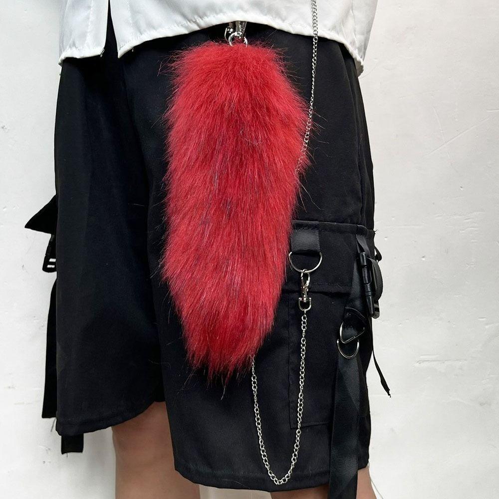 Plush Faux Fur Charm Long Tail Plush Tail Pendant Cute Plush Tail Keychain Handbag Accessory