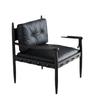 WEZHO Vintage Black Leather Accent Chair