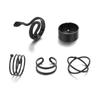 Vintage Gothic Black Rings Set for Women Girls Retro Multi Knuckle Joint Finger Ring Personality Snake Trendy Zircon
